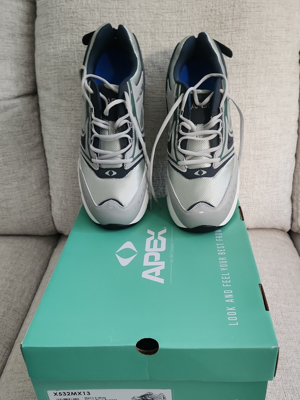 Apex Men's Silver, Navy and Blue Lightweight Sneakers Sz. 13XW (BNIB)